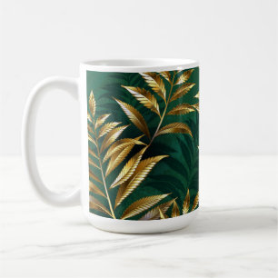 Seamless pattern with golden ferns coffee mug