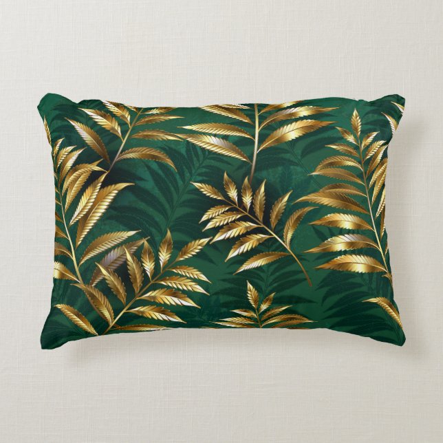 Seamless pattern with golden ferns decorative cushion (Front)