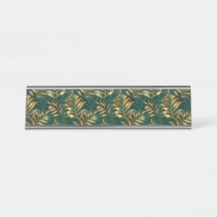 Seamless pattern with golden ferns desk name plate