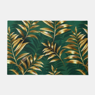 Seamless pattern with golden ferns doormat