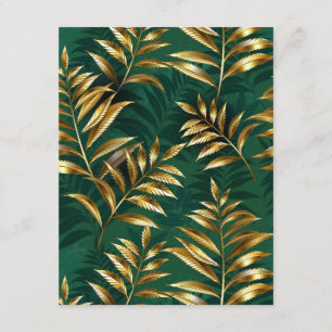Seamless pattern with golden ferns enclosure card