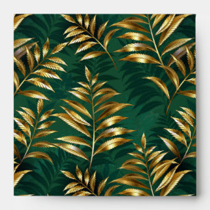 Seamless pattern with golden ferns envelope