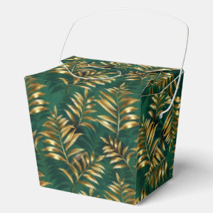 Seamless pattern with golden ferns favour box