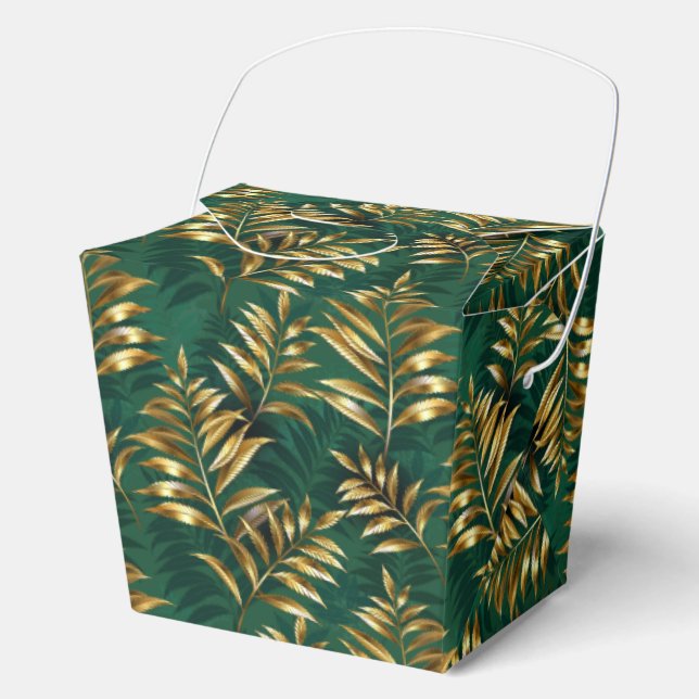 Seamless pattern with golden ferns favour box (Front)