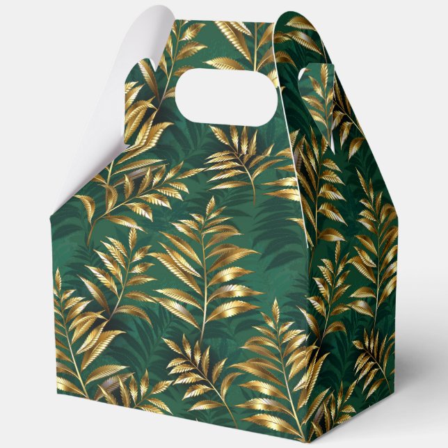 Seamless pattern with golden ferns favour box (Back)