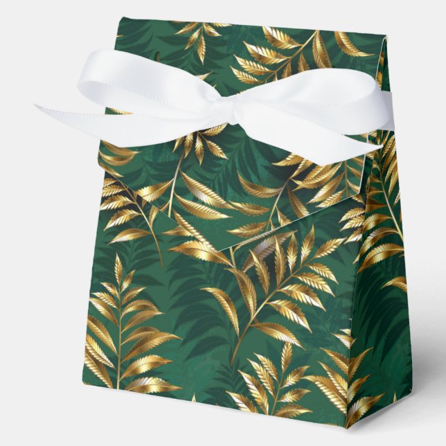 Seamless pattern with golden ferns favour box (Front)