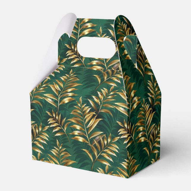 Seamless pattern with golden ferns favour box (Front Side)