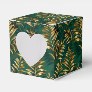 Seamless pattern with golden ferns favour box