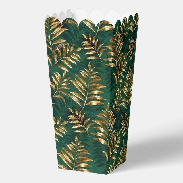 Seamless pattern with golden ferns favour box (Back)