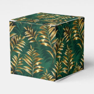 Seamless pattern with golden ferns favour box