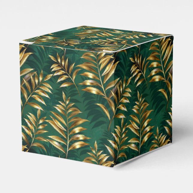 Seamless pattern with golden ferns favour box (Front Side)