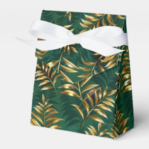 Seamless pattern with golden ferns favour box