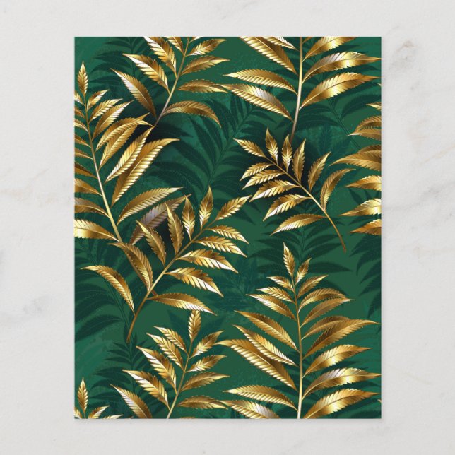 Seamless pattern with golden ferns flyer (Front)