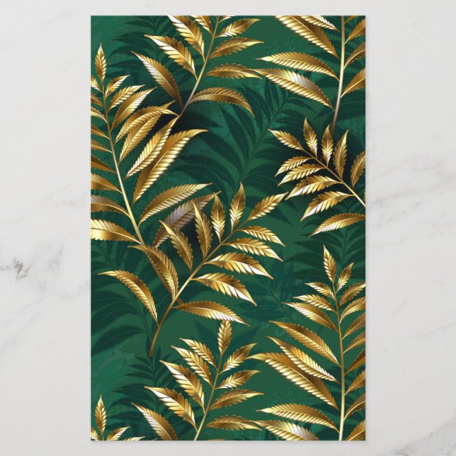 Seamless pattern with golden ferns flyer (Front)