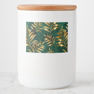 Seamless pattern with golden ferns food label
