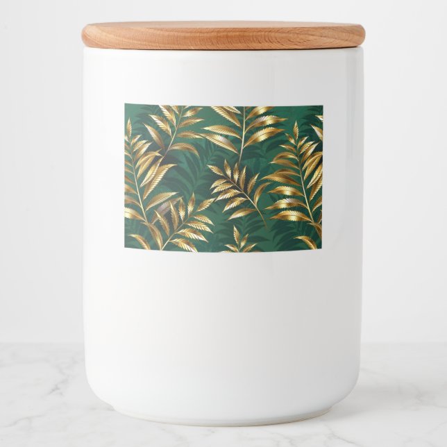 Seamless pattern with golden ferns food label (Front)