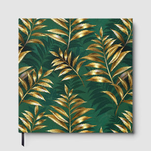 Seamless pattern with golden ferns guest book