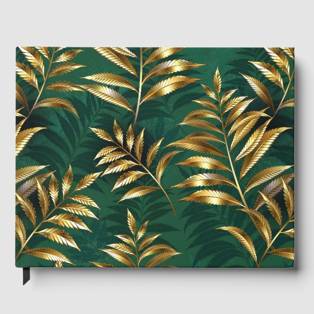 Seamless pattern with golden ferns guest book (Front)