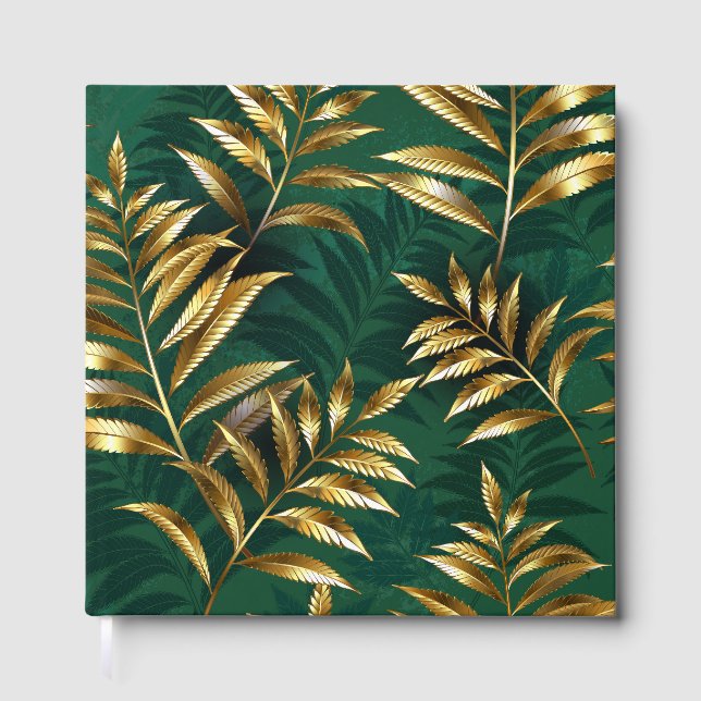 Seamless pattern with golden ferns guest book (Front)