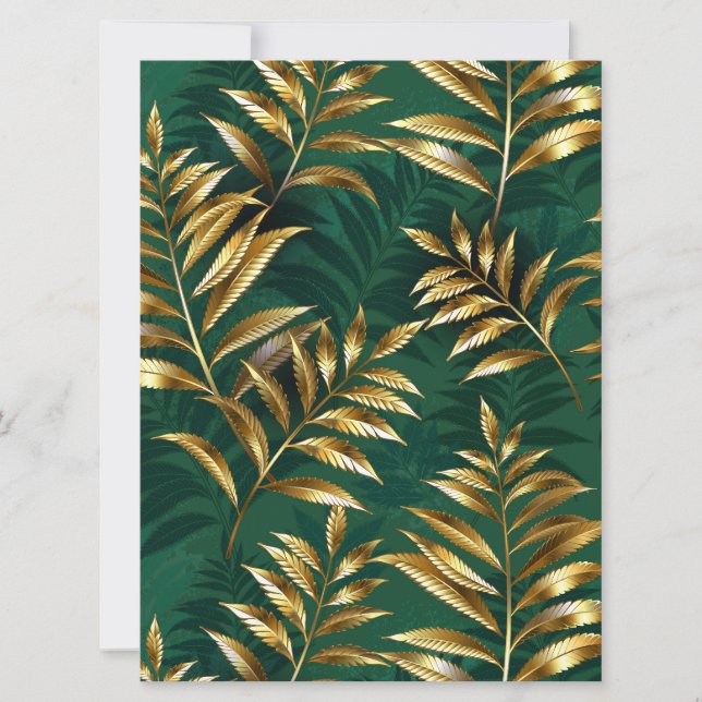 Seamless pattern with golden ferns holiday card (Front)