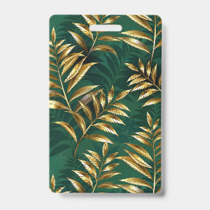 Seamless pattern with golden ferns ID badge