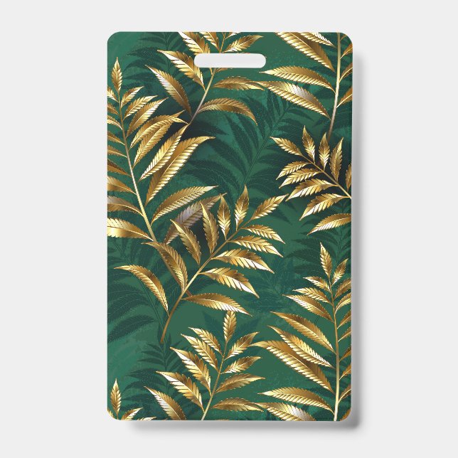 Seamless pattern with golden ferns ID badge (Front)