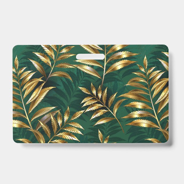 Seamless pattern with golden ferns ID badge (Front)