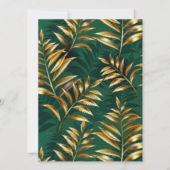Seamless pattern with golden ferns invitation (Front)