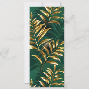 Seamless pattern with golden ferns invitation