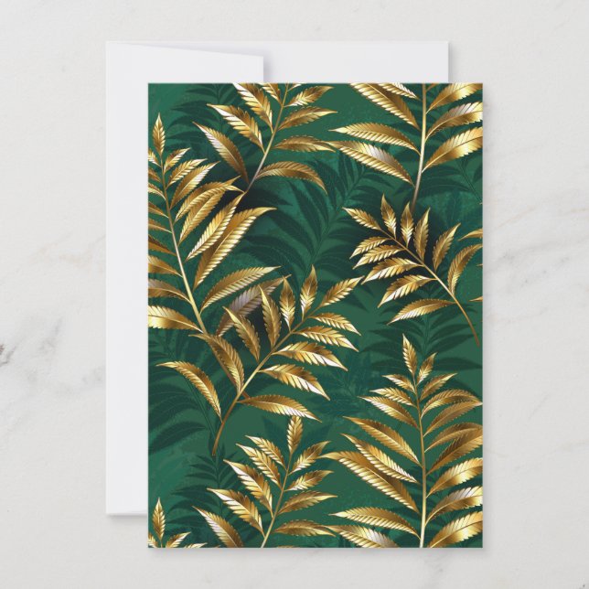 Seamless pattern with golden ferns invitation (Front)