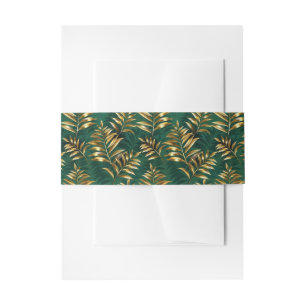 Seamless pattern with golden ferns invitation belly band