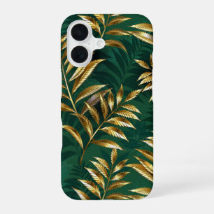 Seamless pattern with golden ferns iPhone 16 case