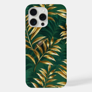 Seamless pattern with golden ferns iPhone 15 pro max case