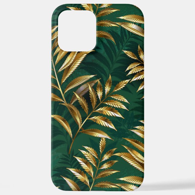 Seamless pattern with golden ferns iPhone case (Back)