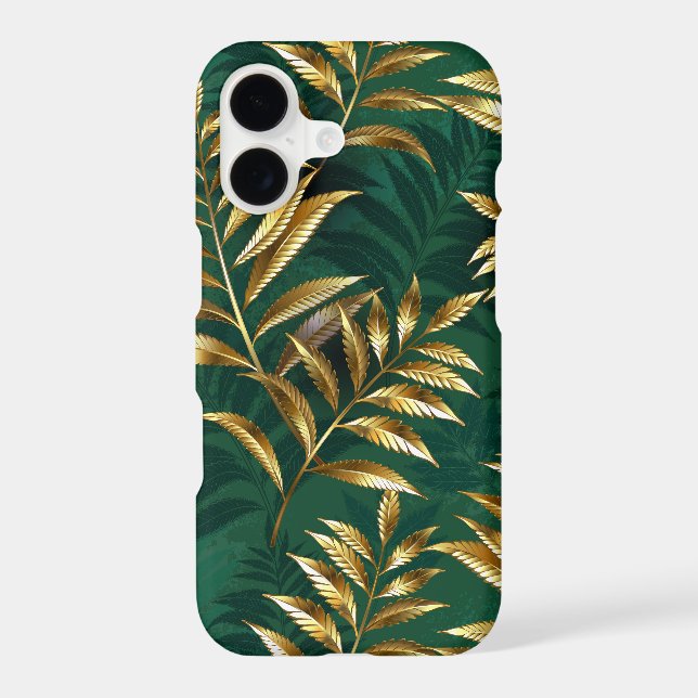 Seamless pattern with golden ferns iPhone case (Back)
