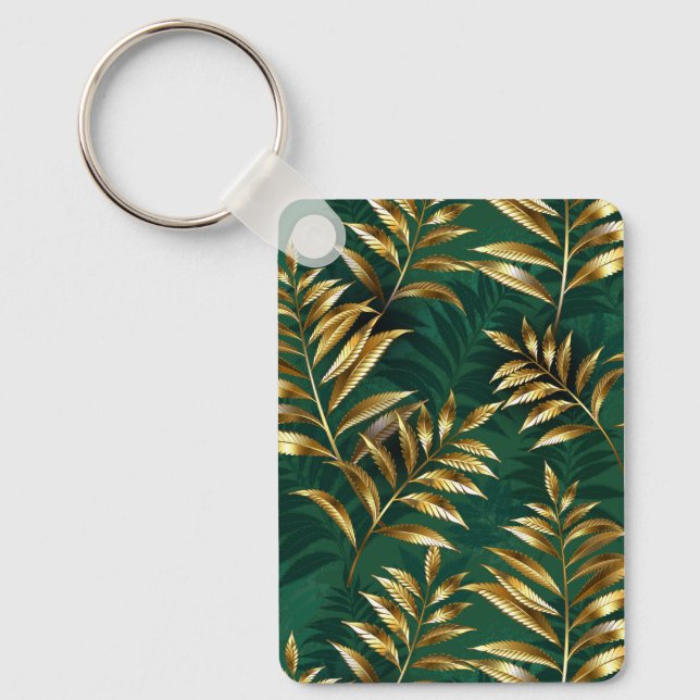 Seamless pattern with golden ferns key ring (Front)