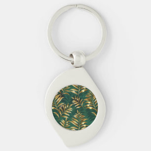 Seamless pattern with golden ferns key ring