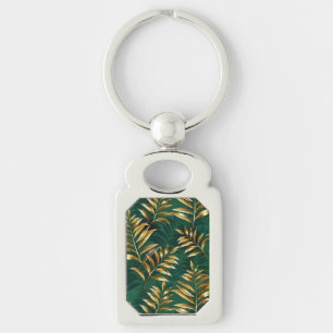 Seamless pattern with golden ferns key ring