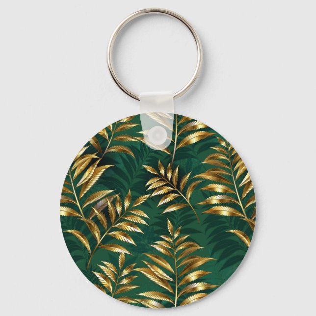 Seamless pattern with golden ferns key ring (Front)
