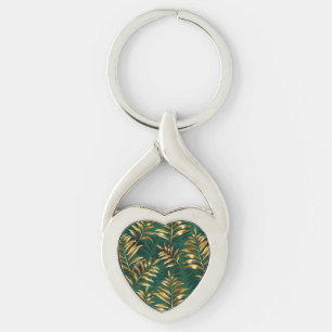 Seamless pattern with golden ferns key ring
