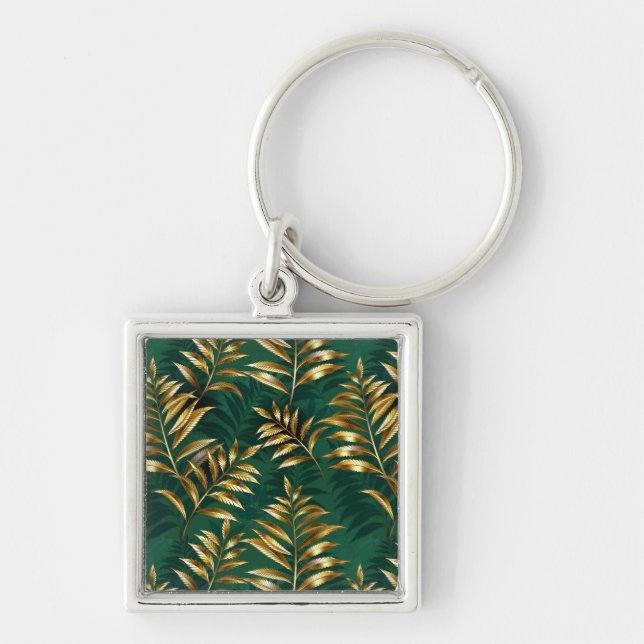 Seamless pattern with golden ferns key ring (Front)