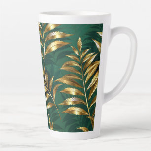 Seamless pattern with golden ferns latte mug
