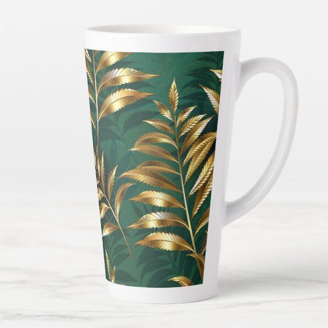 Seamless pattern with golden ferns latte mug (Right)