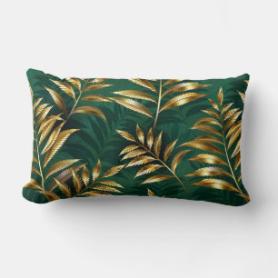 Seamless pattern with golden ferns lumbar cushion