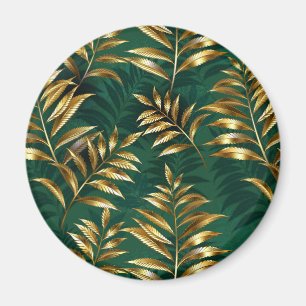 Seamless pattern with golden ferns magnet