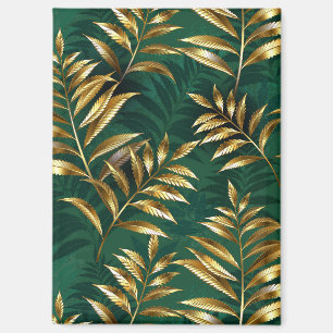 Seamless pattern with golden ferns magnet