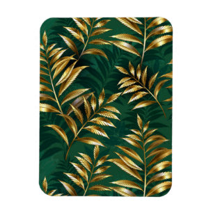 Seamless pattern with golden ferns magnet