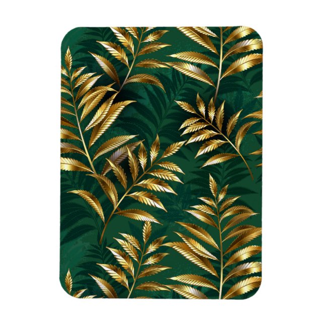Seamless pattern with golden ferns magnet (Vertical)