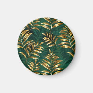 Seamless pattern with golden ferns magnet