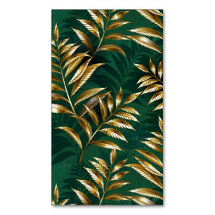 Seamless pattern with golden ferns magnetic business card